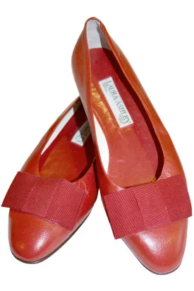 Cherry Red Vintage Laura Ashley Shoes with Bows 9.5 Unworn!