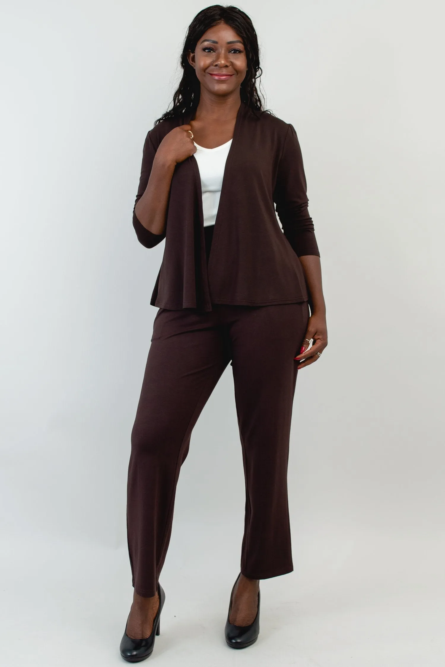 Clair Petite Pant, Coffee, Bamboo