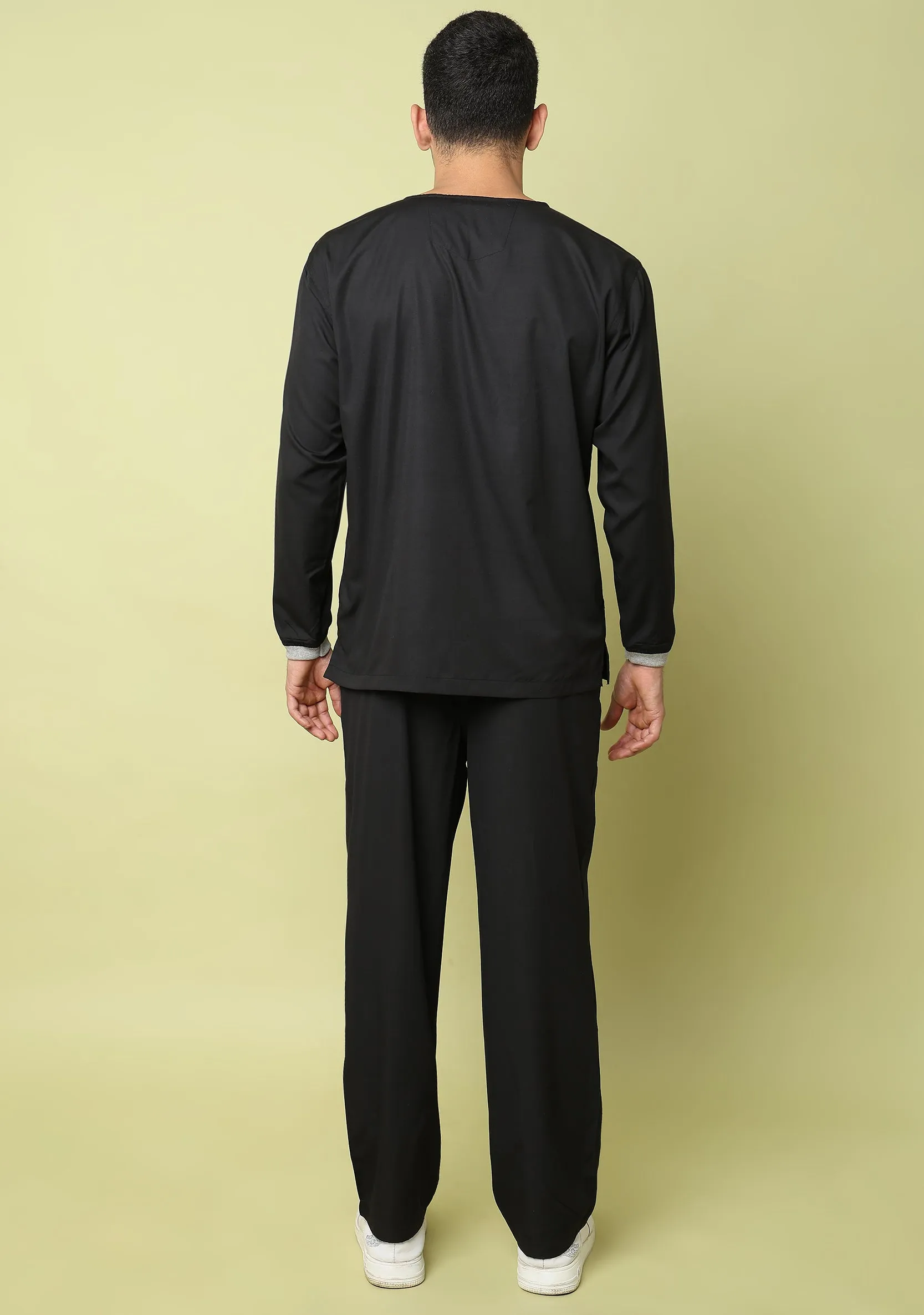 Classic Men's 5-Pocket Longsleeves (Black) Scrub