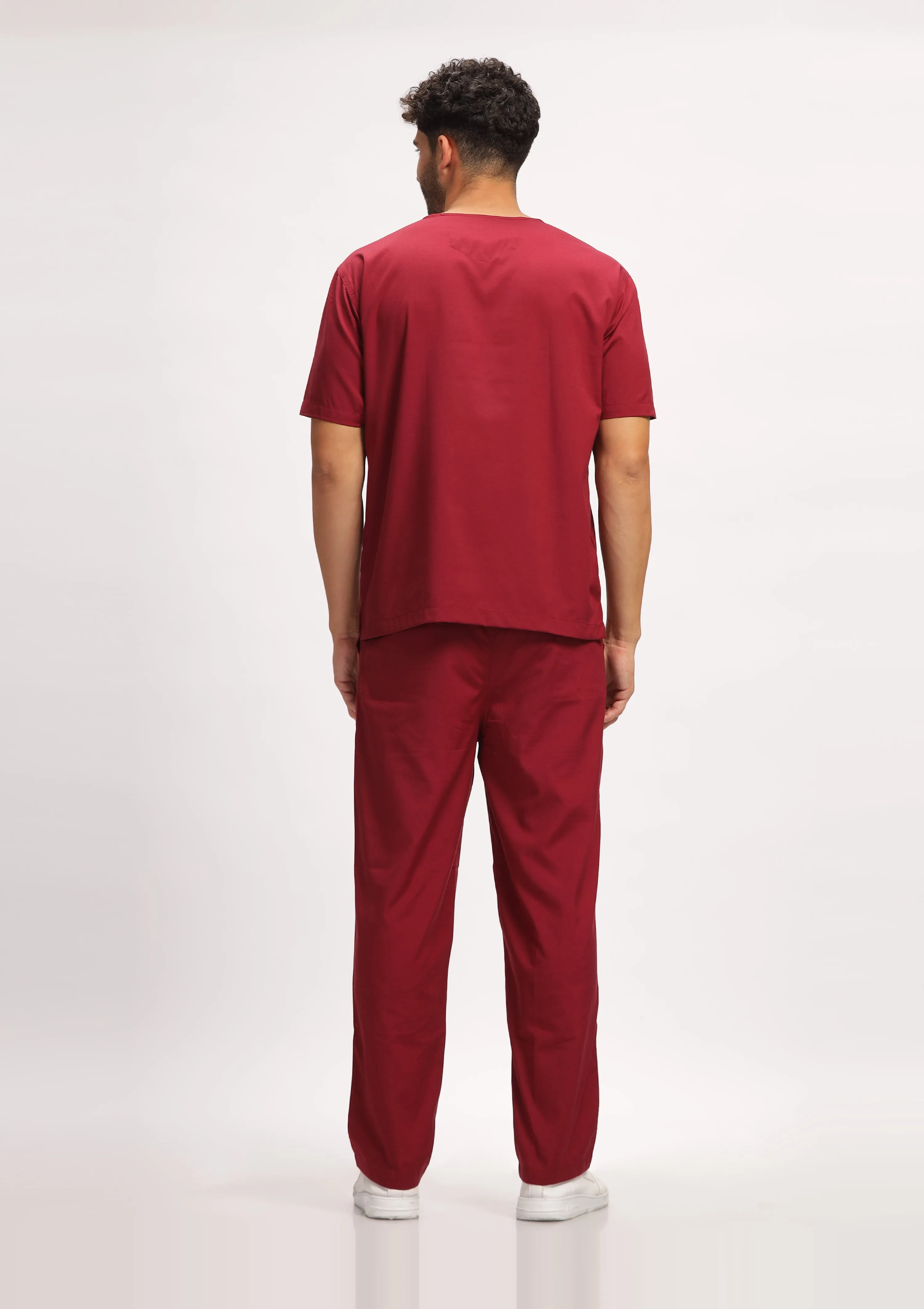 Classic Men's V-Neck (Maroon) Scrub