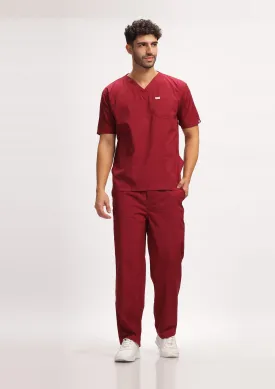 Classic Men's V-Neck (Maroon) Scrub