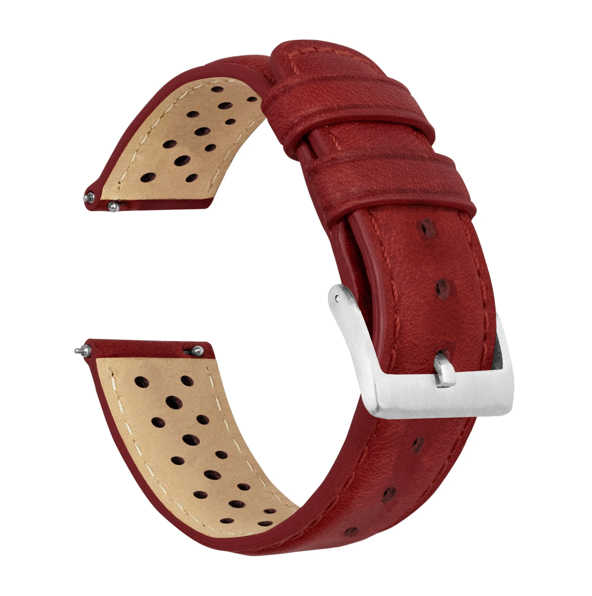 Crimson Red Racing Horween Leather Watch Band