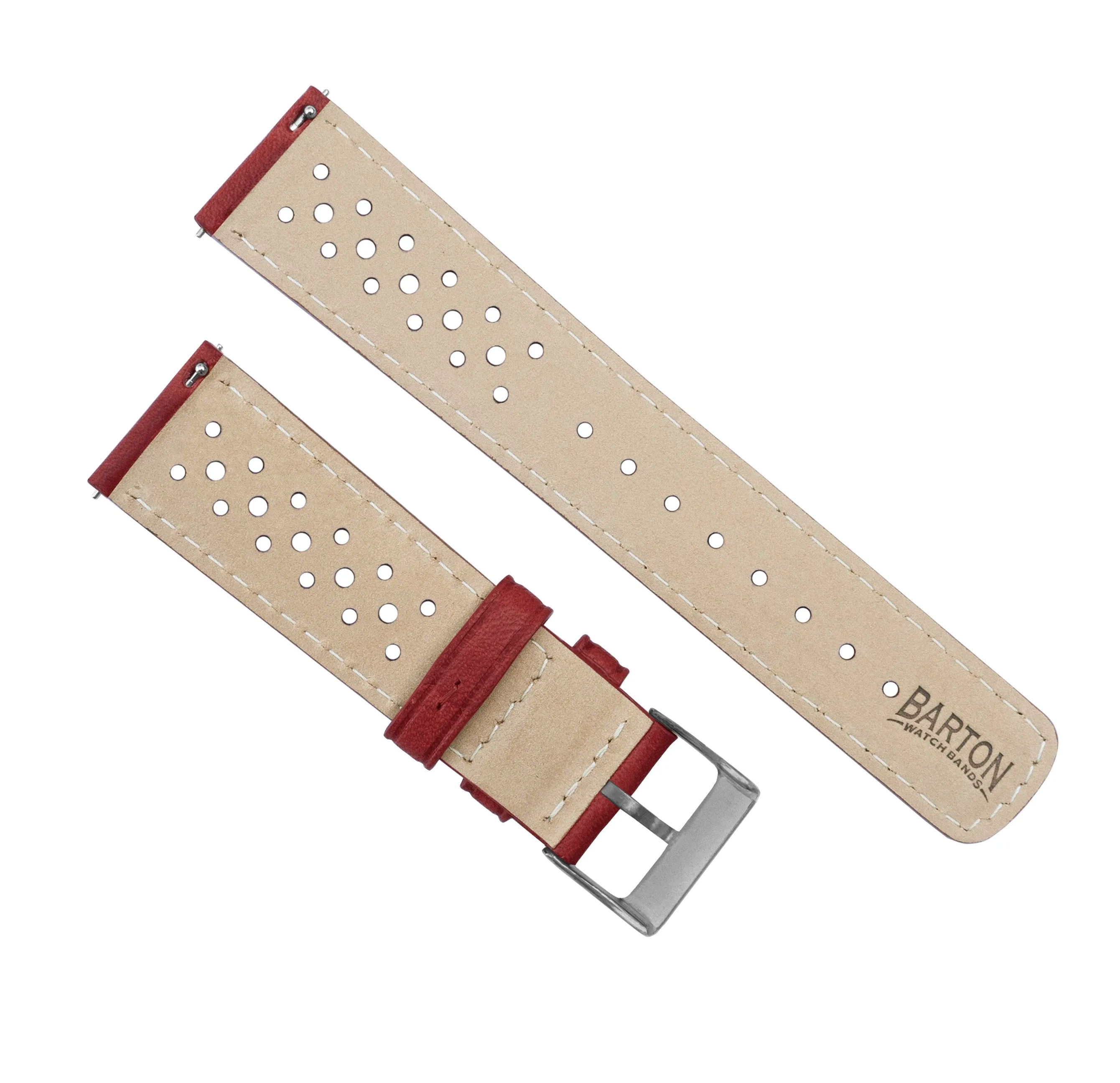 Crimson Red Racing Horween Leather Watch Band