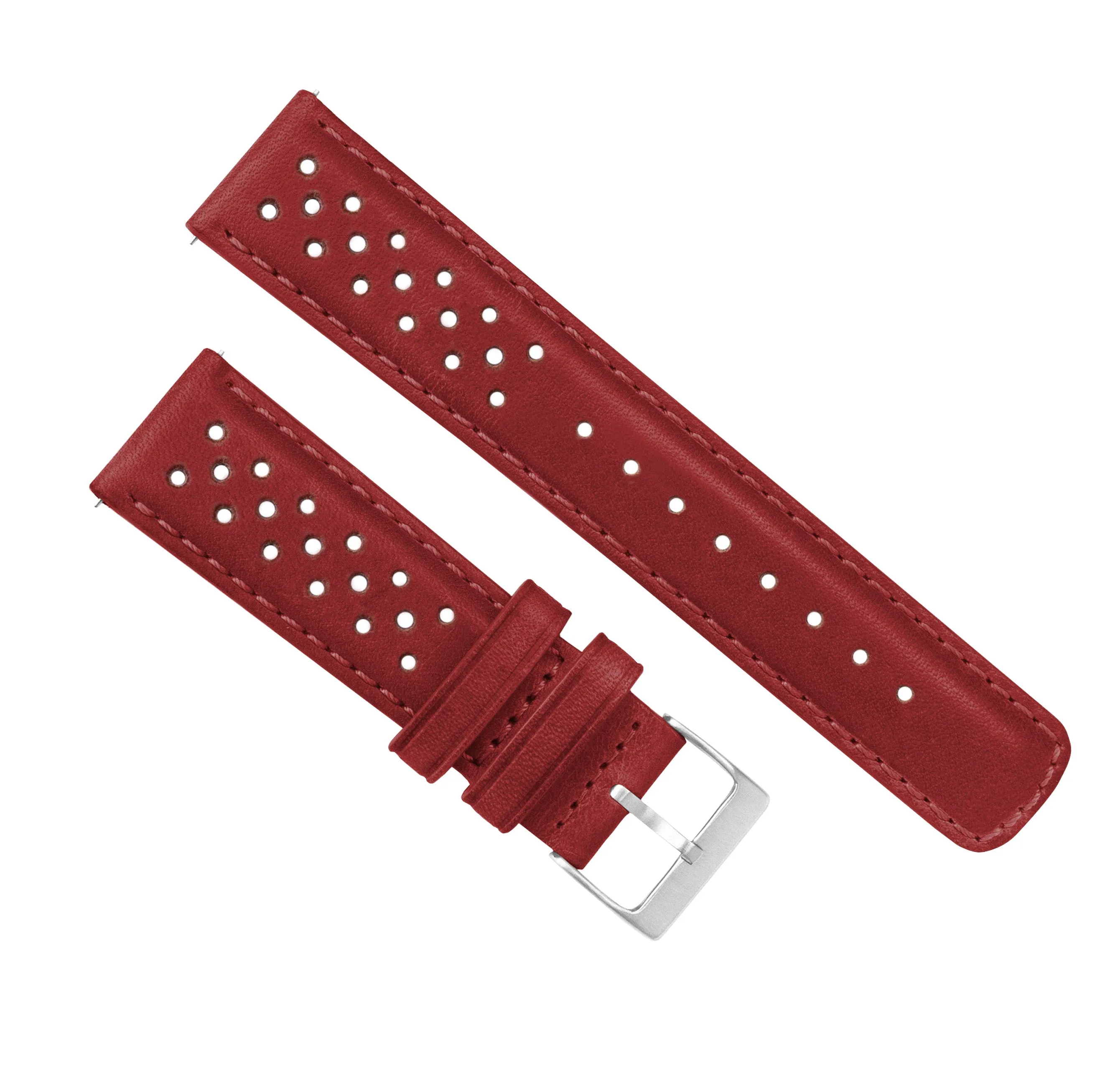 Crimson Red Racing Horween Leather Watch Band