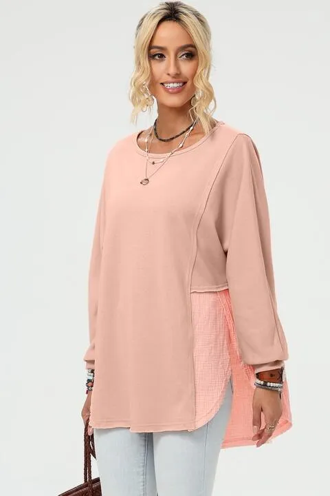 Curved Hem Dolman Sleeve Top