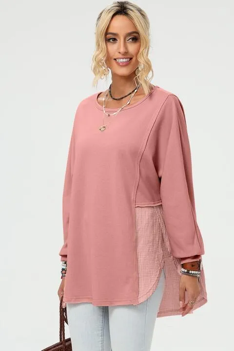 Curved Hem Dolman Sleeve Top