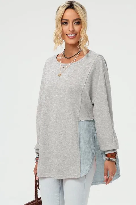 Curved Hem Dolman Sleeve Top