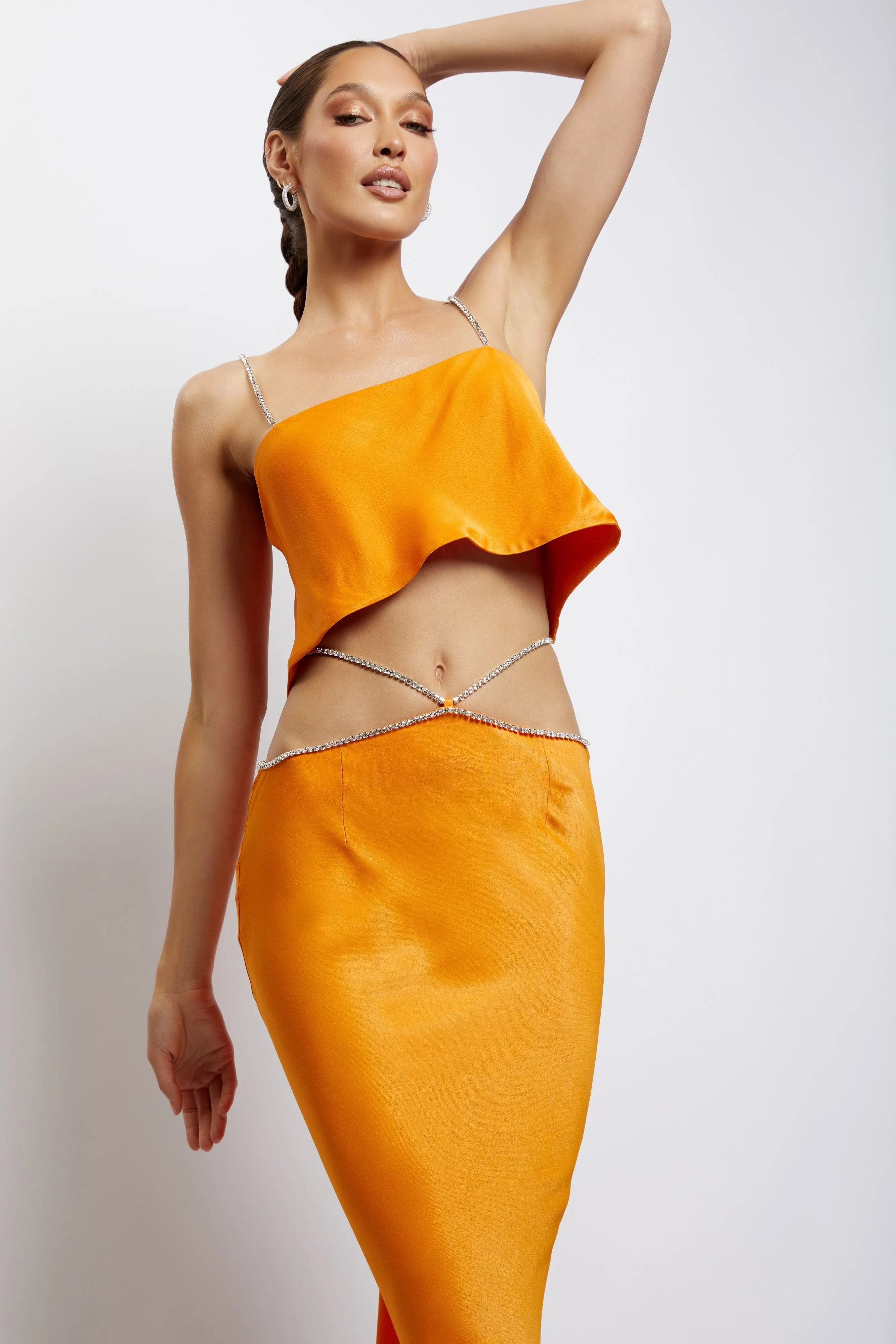 Dayana Straight Cut Crop Top - Mandarin