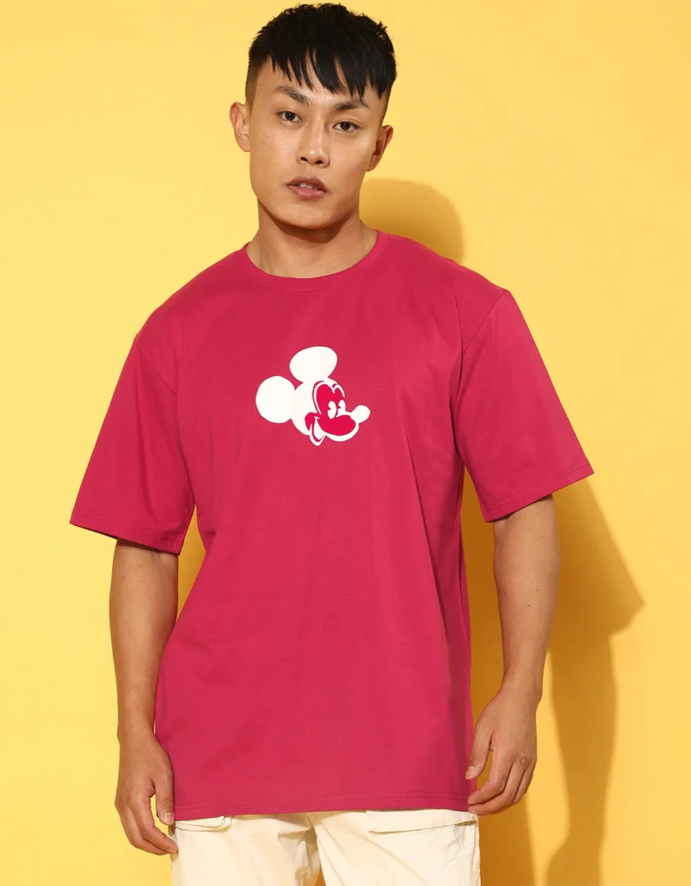 Disney Viva Magenta Oversized Back Graphic Printed Tshirt