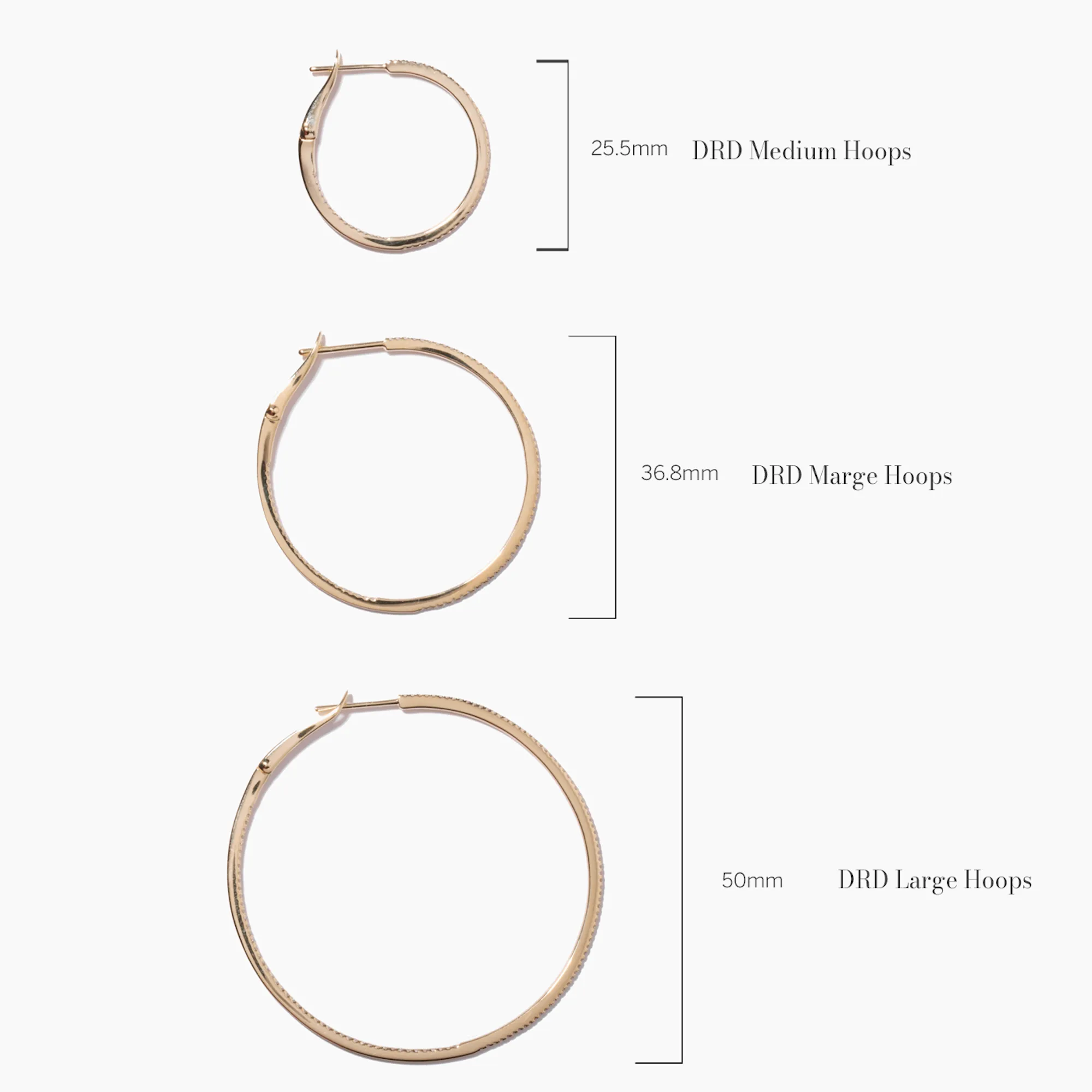 DRD Medium Solid Gold Hoops