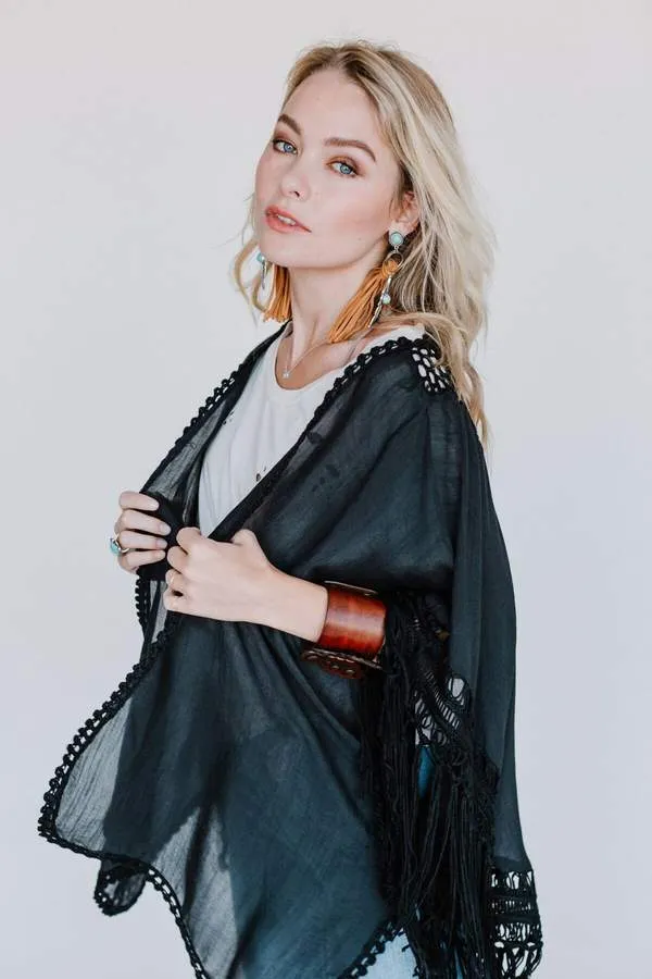 Dreamy Macramé Kimono- Black!