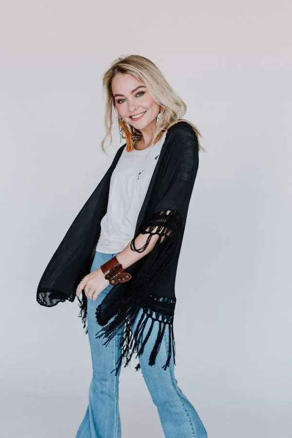 Dreamy Macramé Kimono- Black!