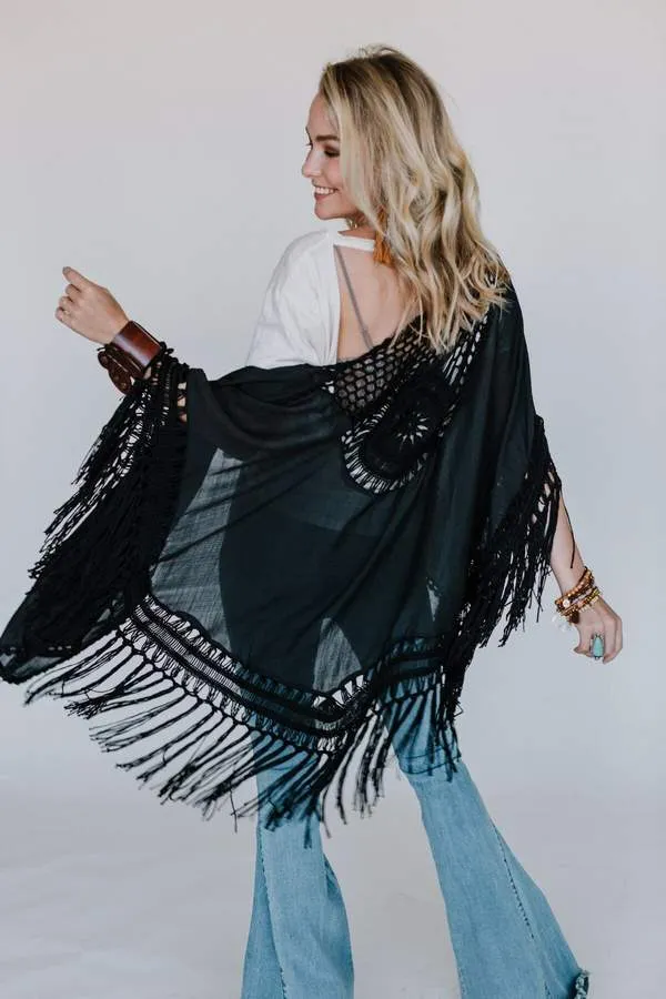 Dreamy Macramé Kimono- Black!