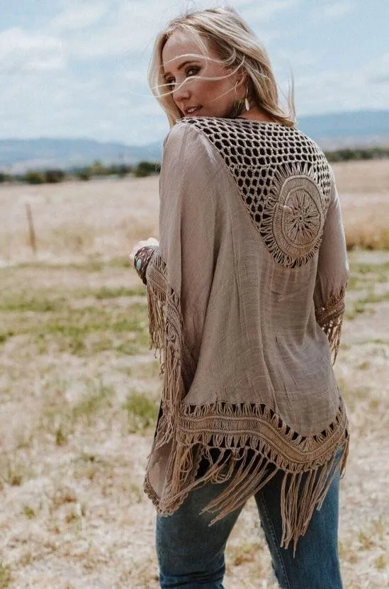 Dreamy Macramé Kimono- Mocha