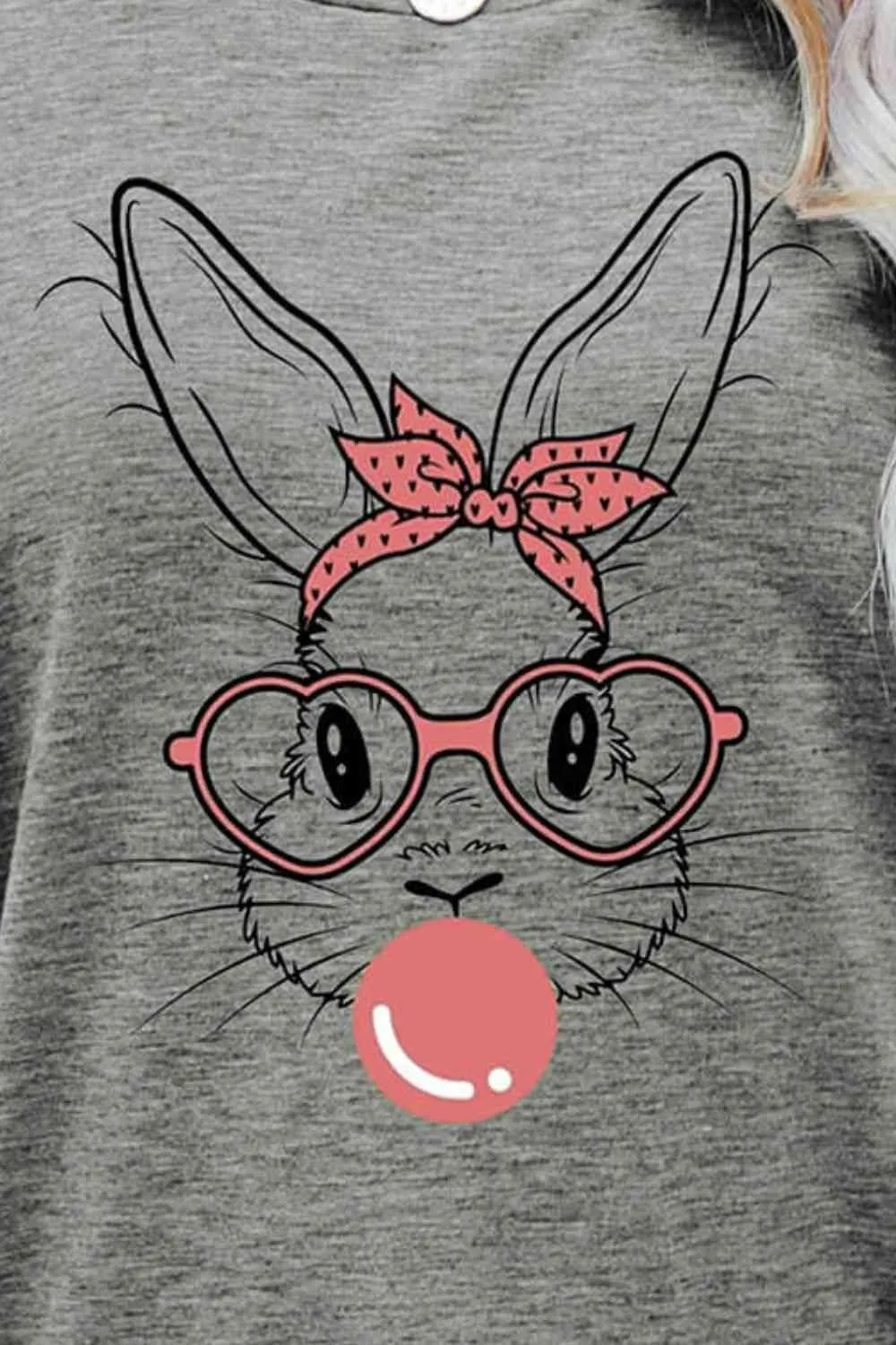 Easter Bunny Graphic Round Neck T-Shirt