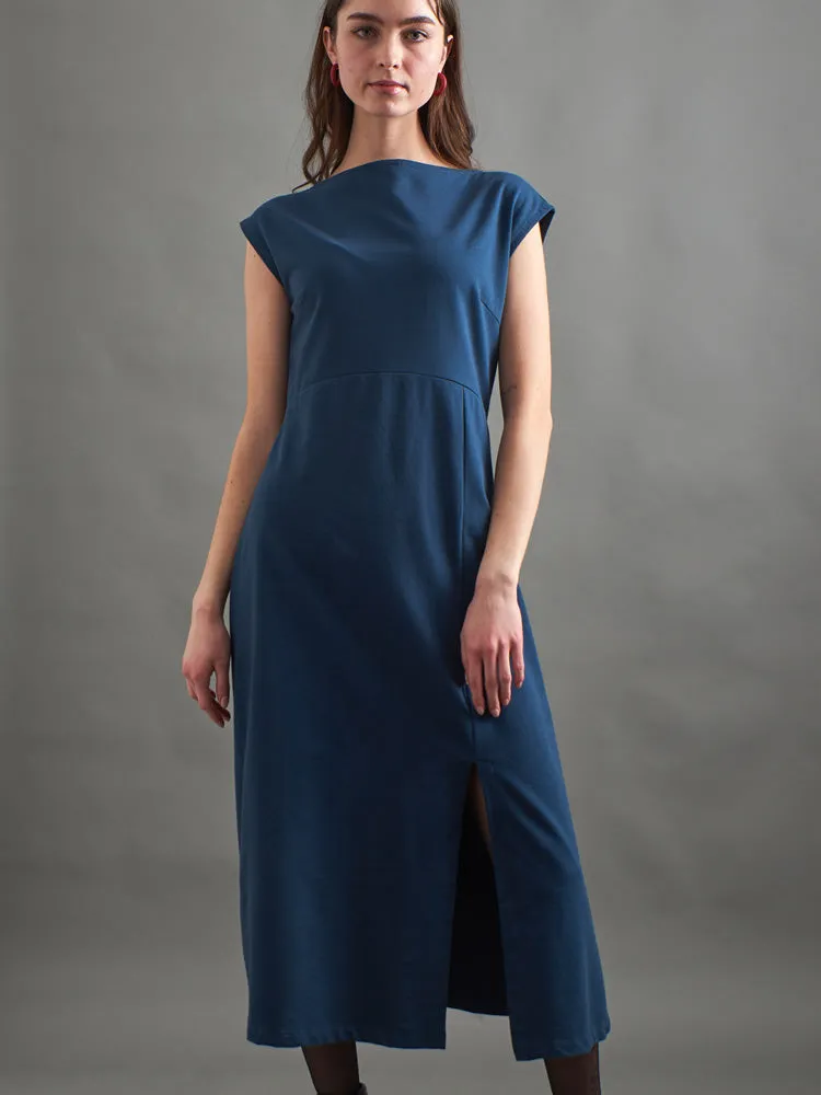 Elise Sheath Dress - Loop Knit Blue