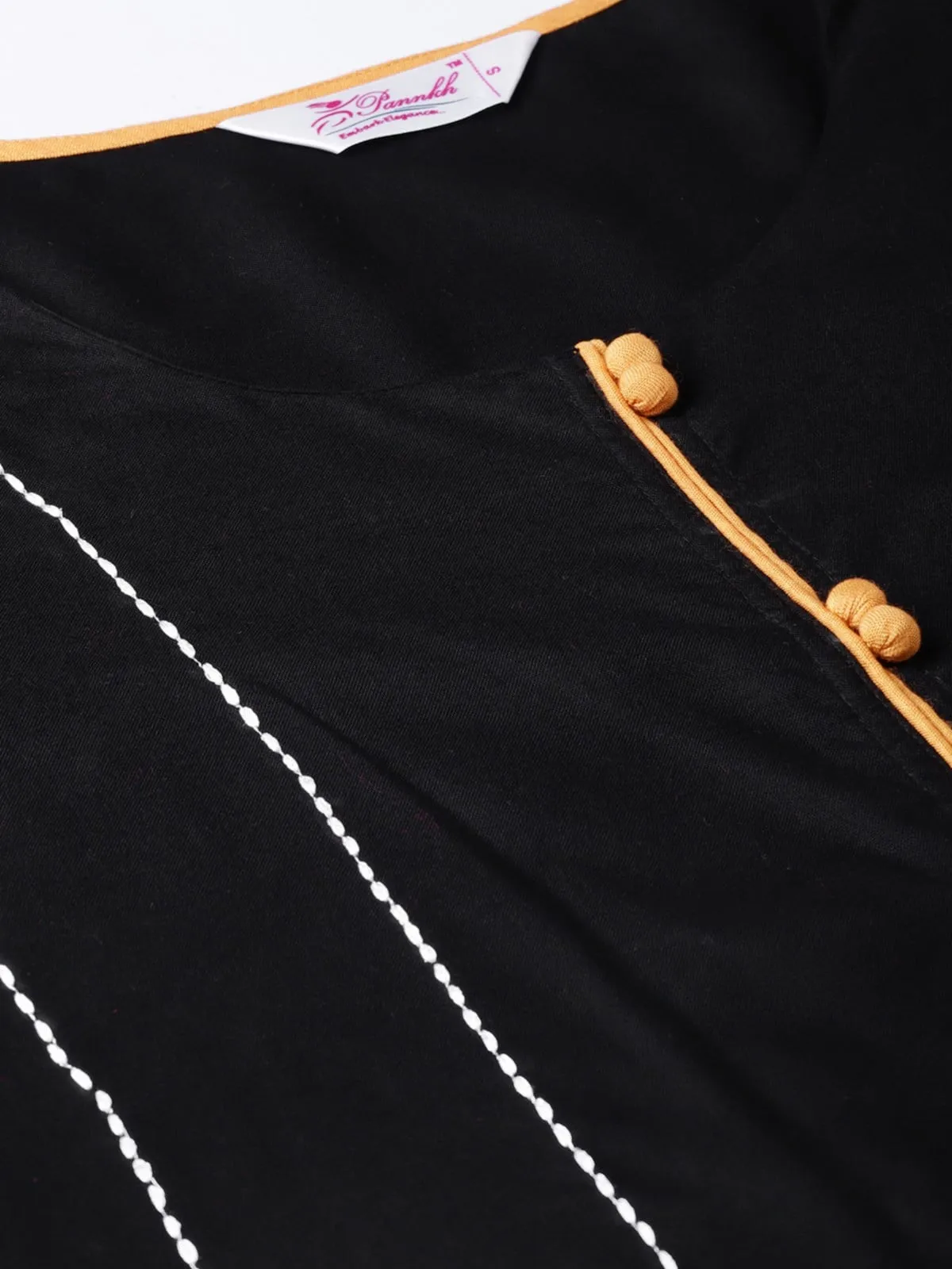 Embroidered Black Straight Kurta