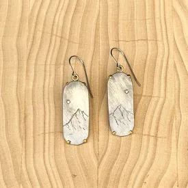 Engraved Mountain Earrings - Skinny