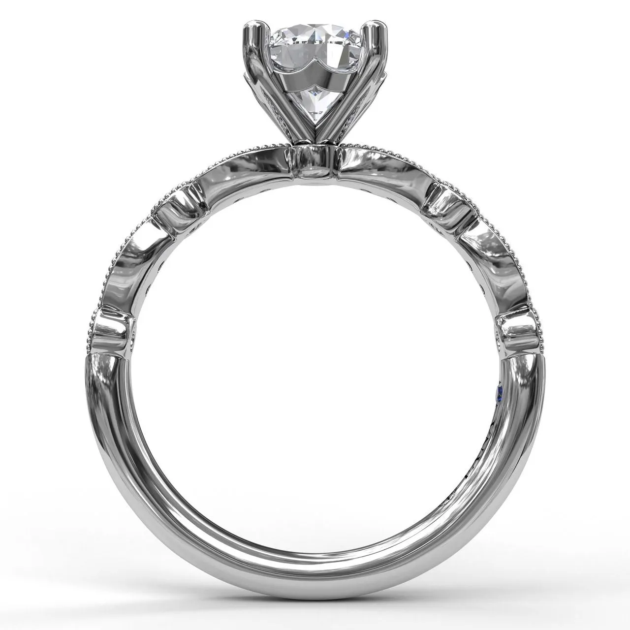 Fana Classic Diamond Engagement Ring with Detailed Milgrain Band 3040