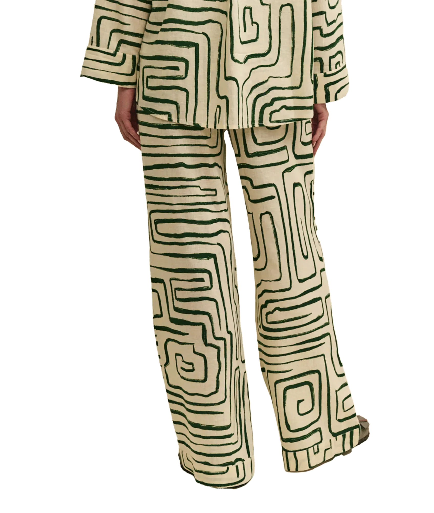 Fearne Cotton Linen-blend Abstract Trousers - Green