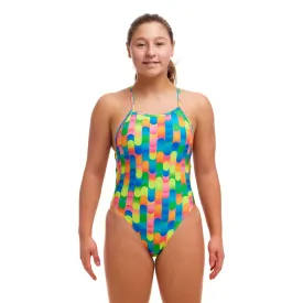 Girls Tie Me tight One Piece - Blocked Dotty