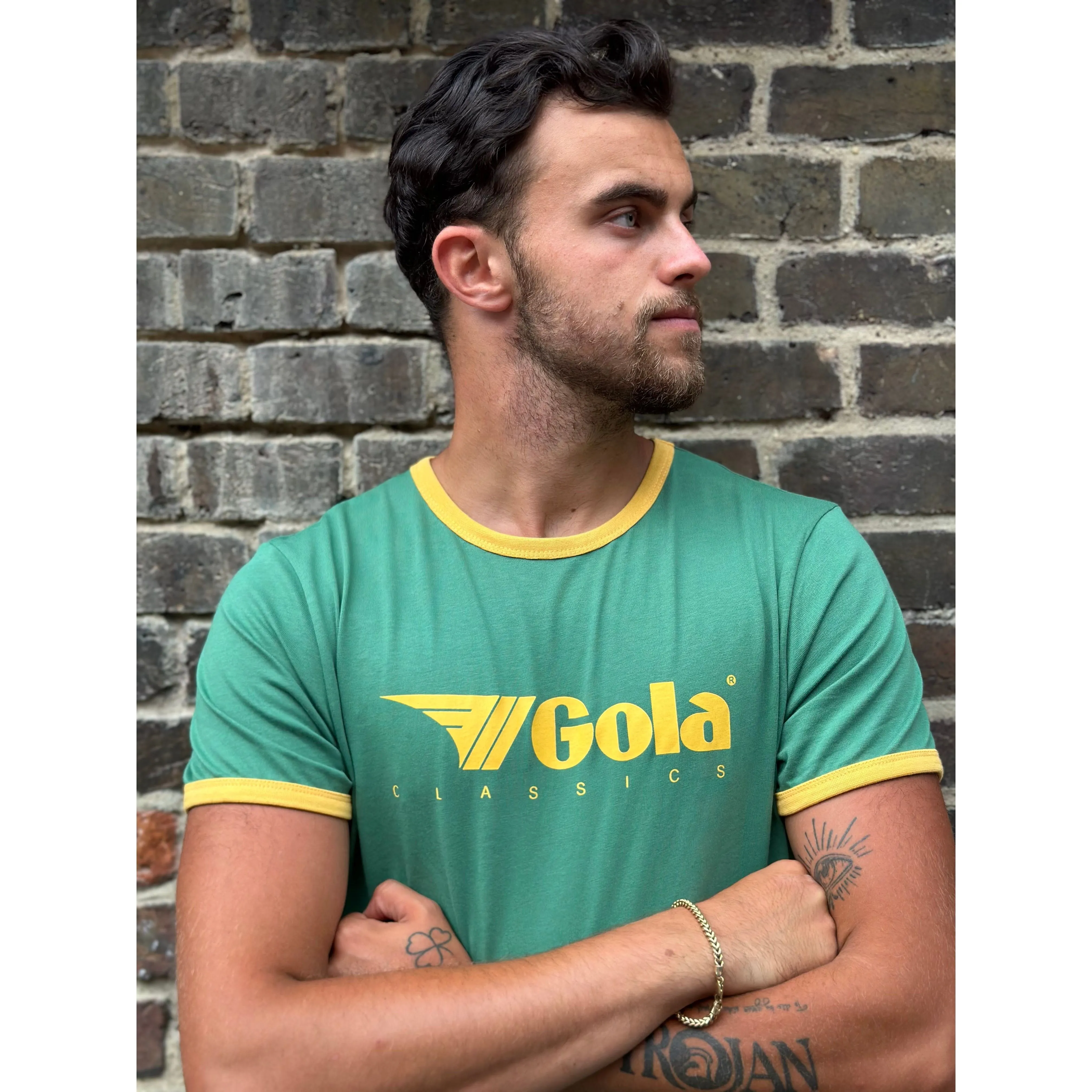 Gola - Green & Yellow Short Sleeve Ringer - T-Shirt