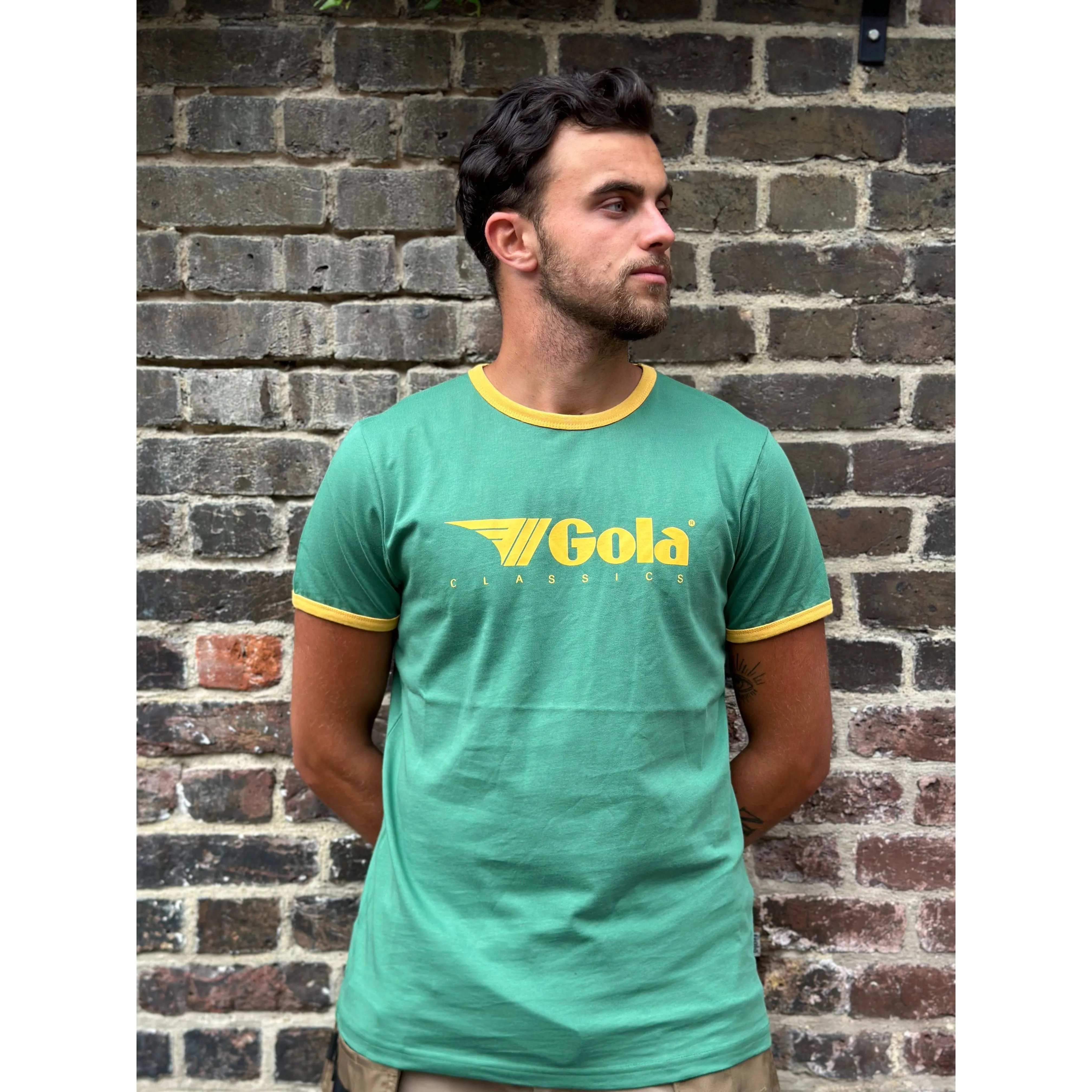 Gola - Green & Yellow Short Sleeve Ringer - T-Shirt