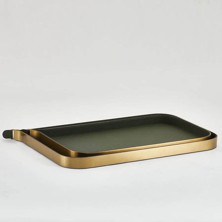 Green Leather Tray