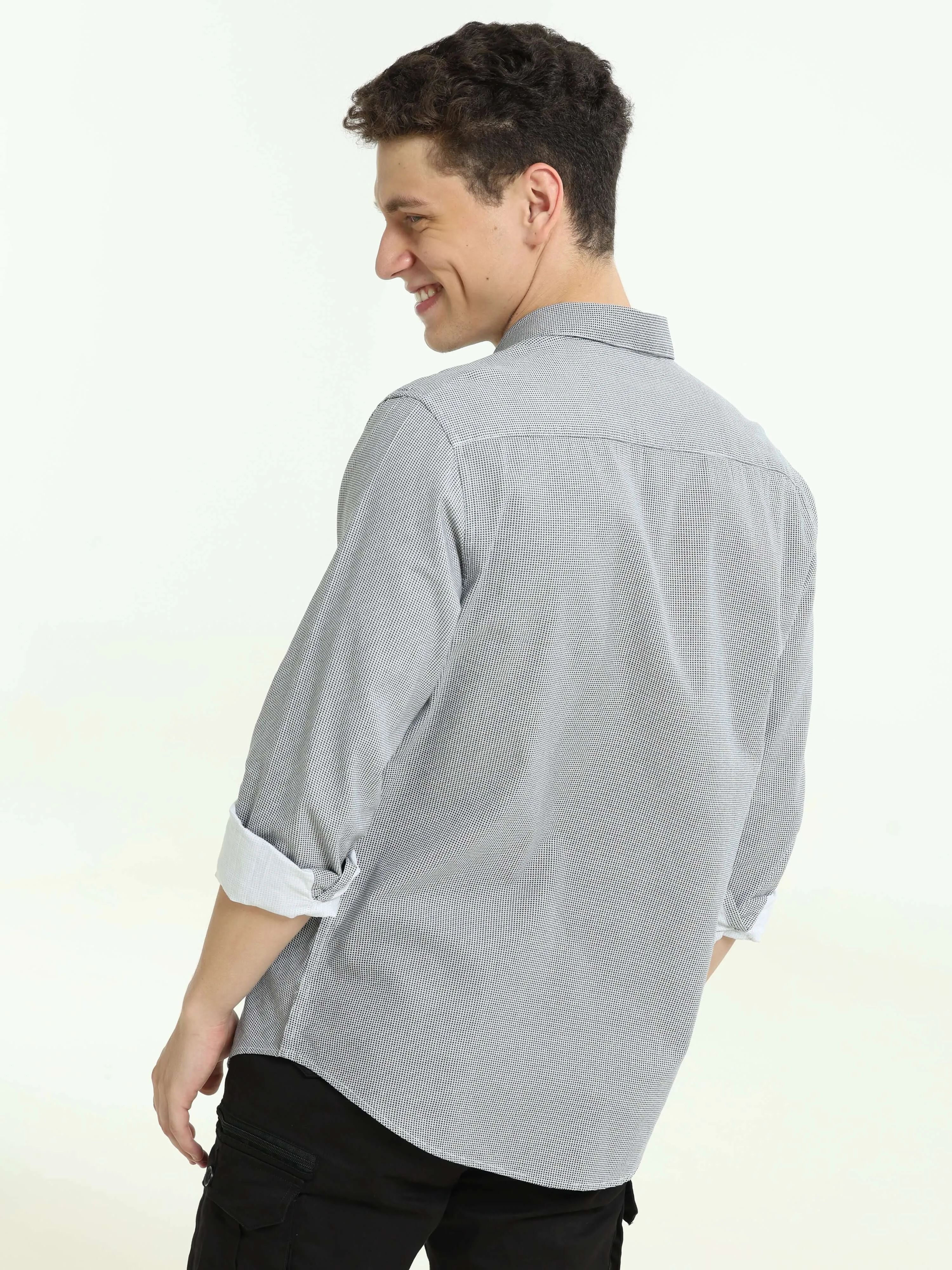 Grey contrast patch solid shirt