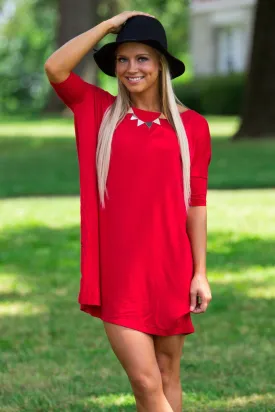 Half Sleeve Piko Tunic - Red