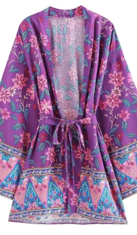 Handmade Bohemian Kimono, Bohemian Short Kimono, Beach Cover Up Kimono, Vintage Bohemian Kimono, Beach Dress Kimono, Boho Short Kimono