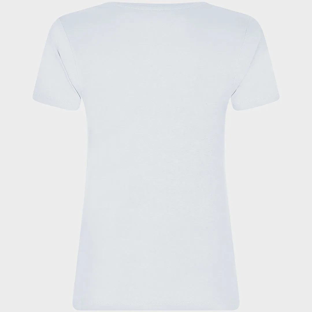 Ladies White V Neck T-Shirt