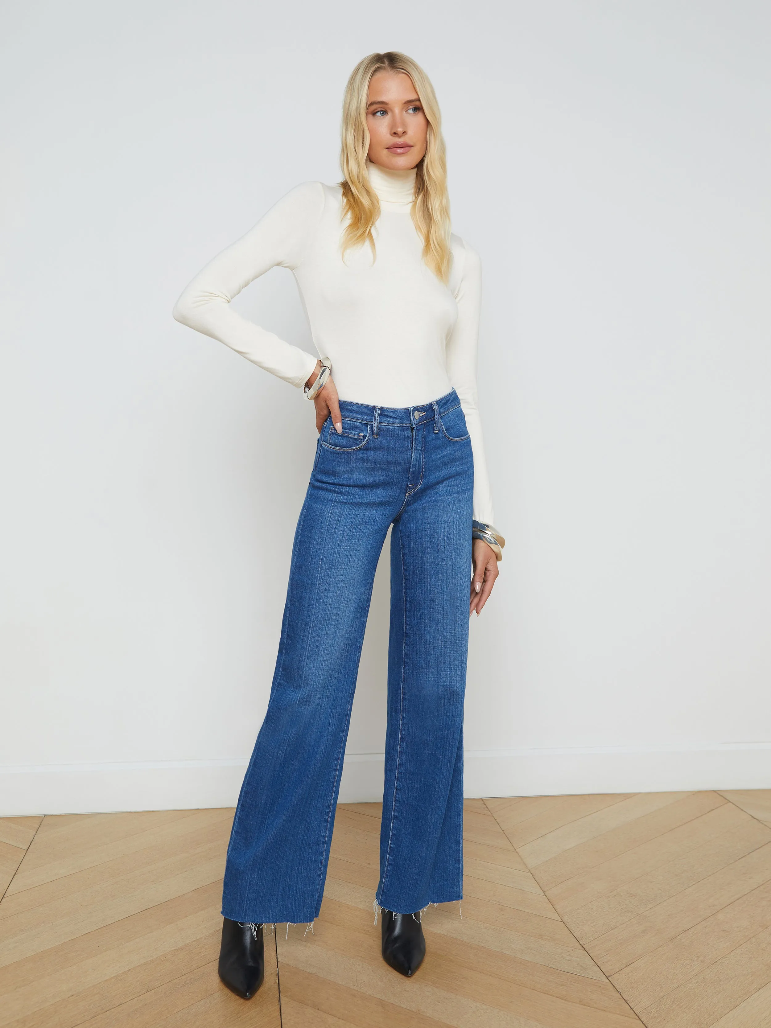 L'Agence Scottie Wide Leg Jean in Apollo