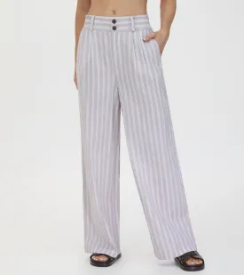 Linen Striped Wide Leg Pant