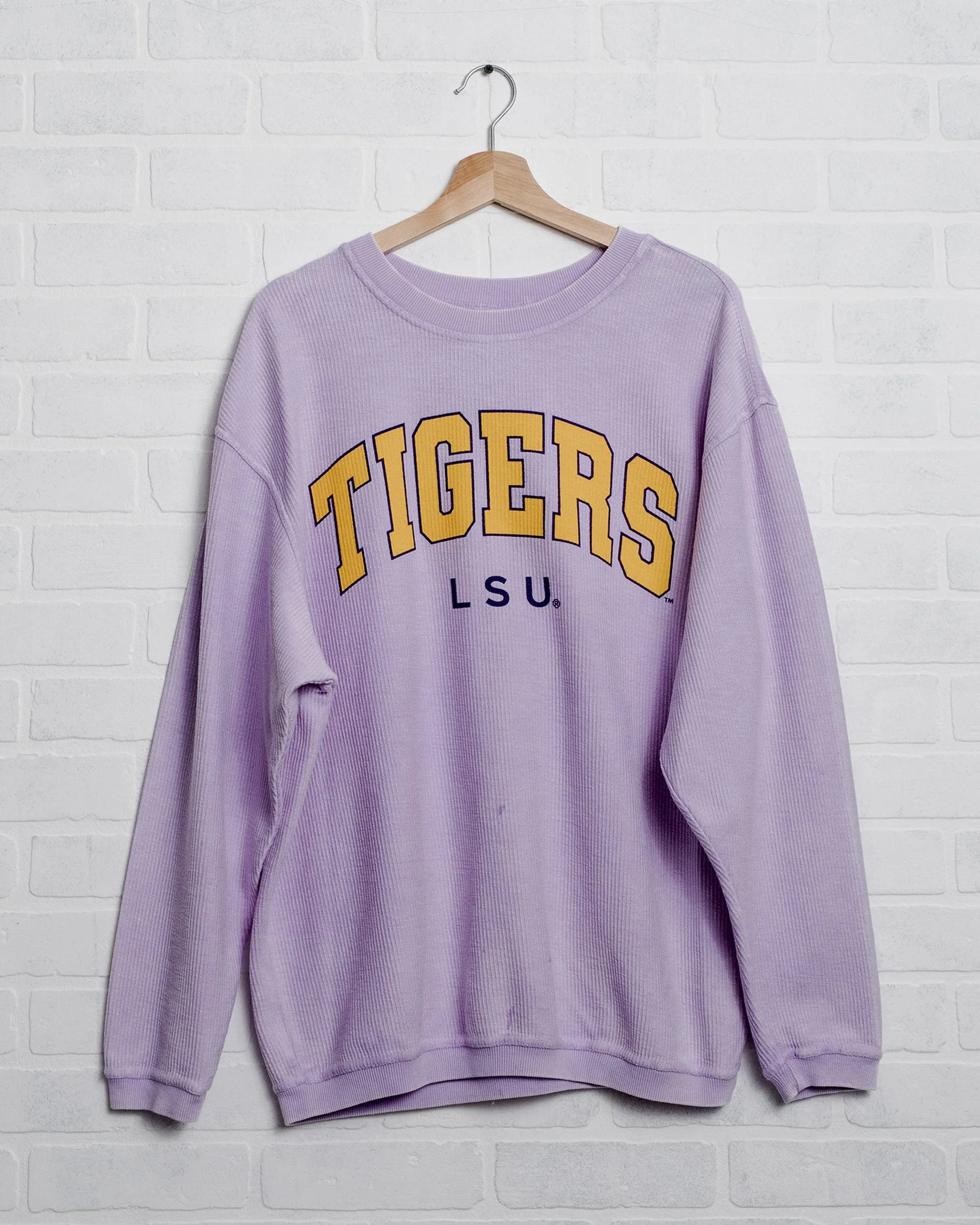 LSU Tigers Filled Gault Purple Corded Crew Sweatshirt