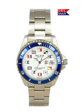 Men’s Long Life Classic Nautical Bracelet Blue Bezel SS Watch #50255