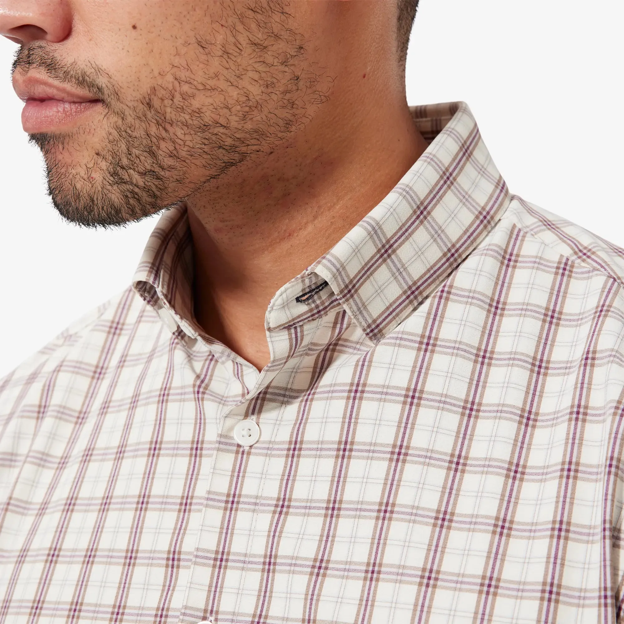 Men's Mizzen   Main | Leeward Trim Long Sleeve | Cream Caribou Plaid