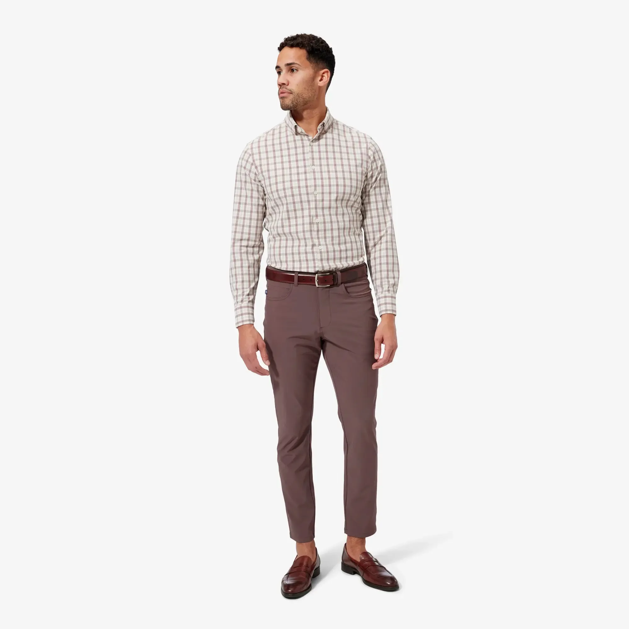 Men's Mizzen   Main | Leeward Trim Long Sleeve | Cream Caribou Plaid