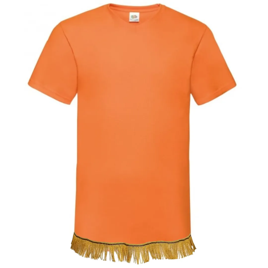 Men's Plain V-Neck Fringed T-Shirt