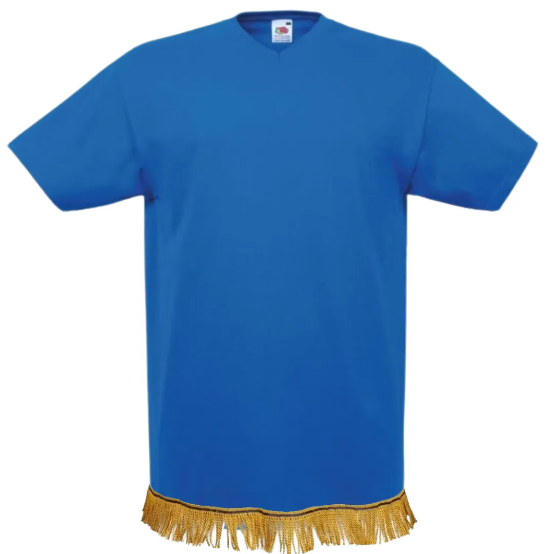 Men's Plain V-Neck Fringed T-Shirt