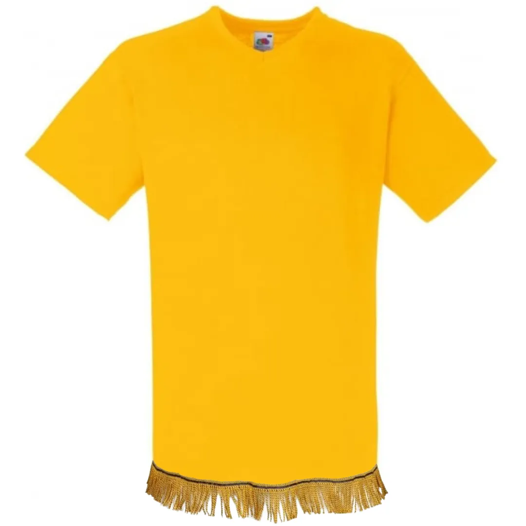 Men's Plain V-Neck Fringed T-Shirt