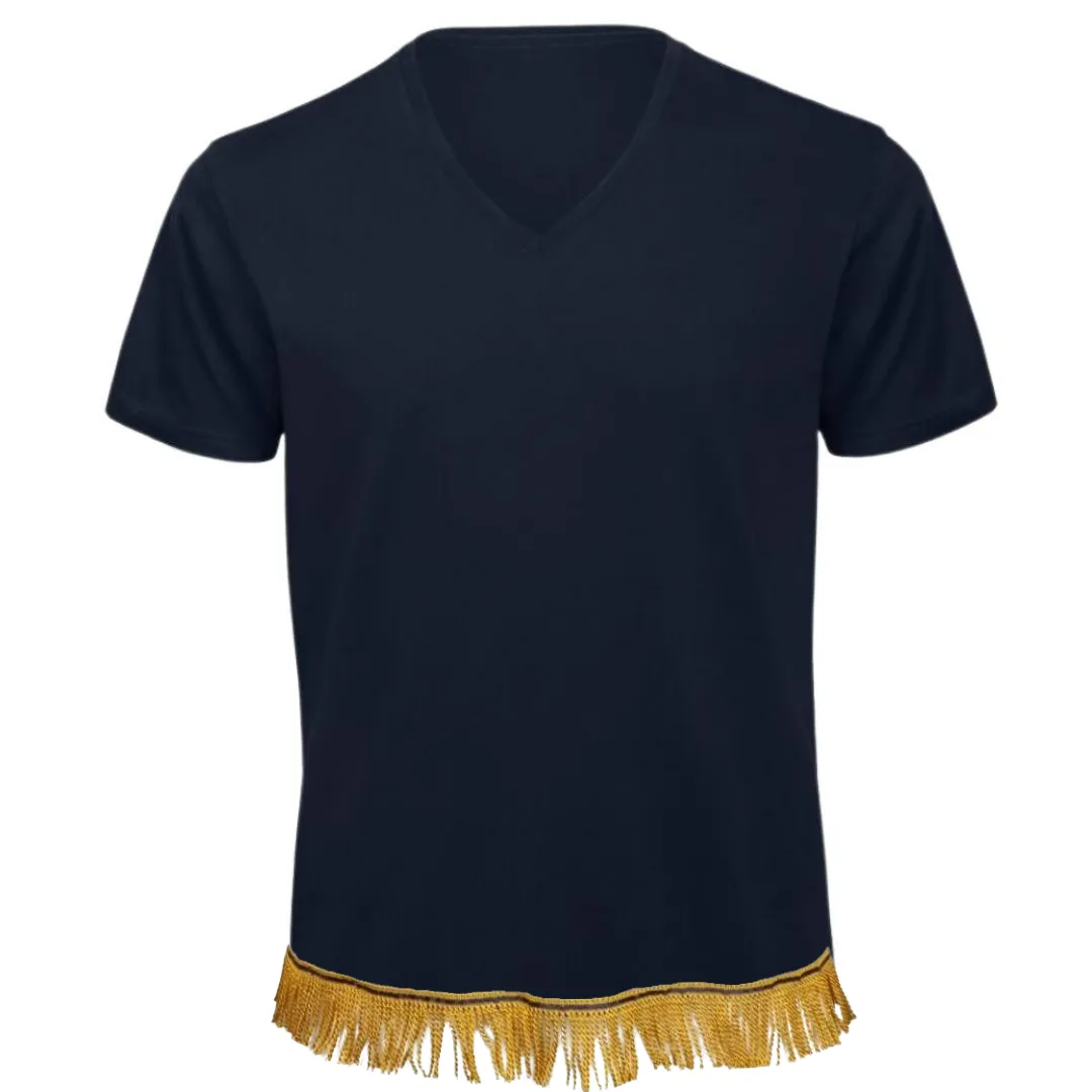 Men's Plain V-Neck Fringed T-Shirt