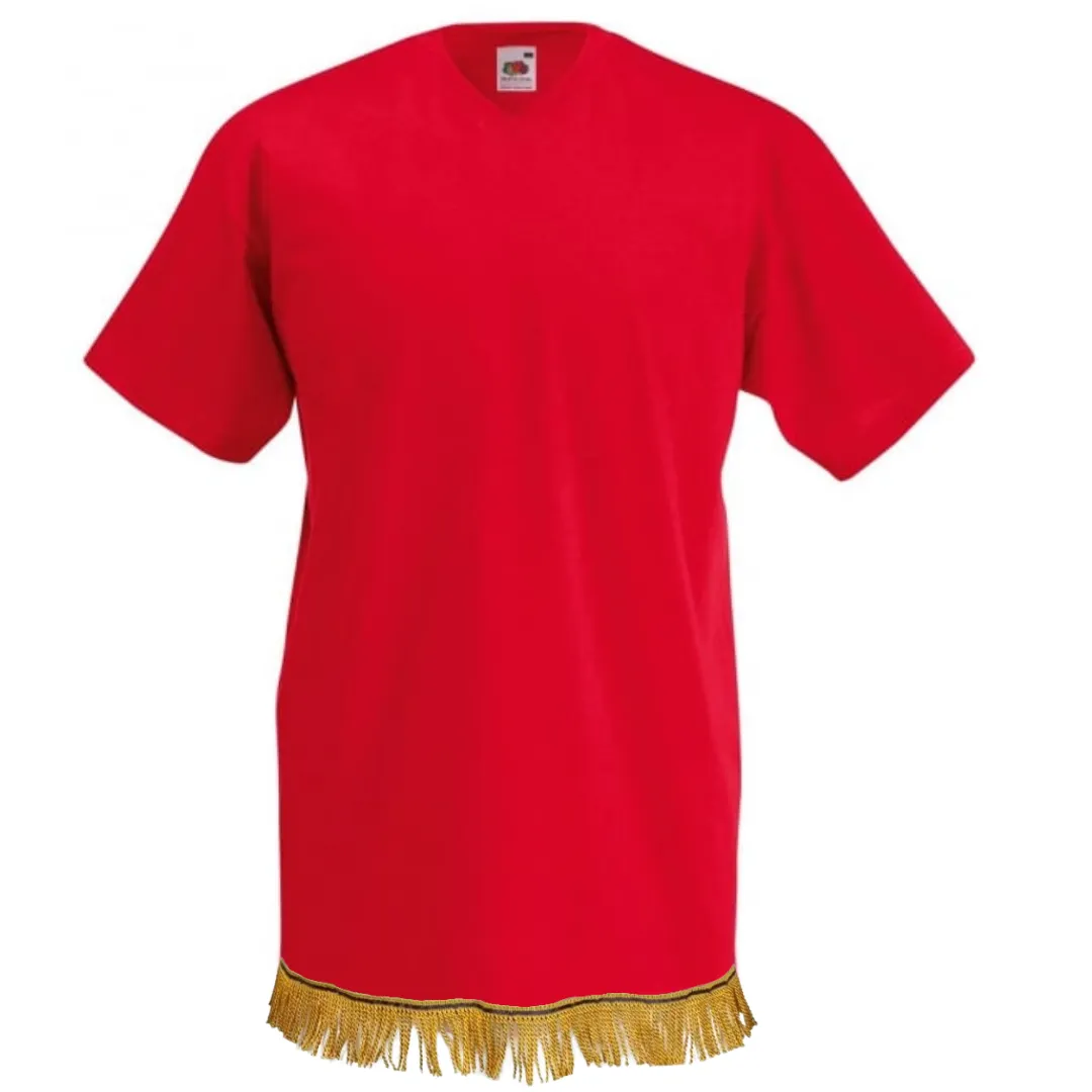 Men's Plain V-Neck Fringed T-Shirt