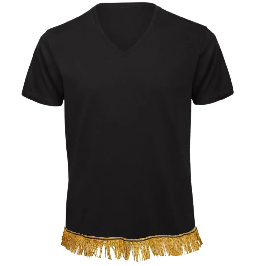 Men's Plain V-Neck Fringed T-Shirt