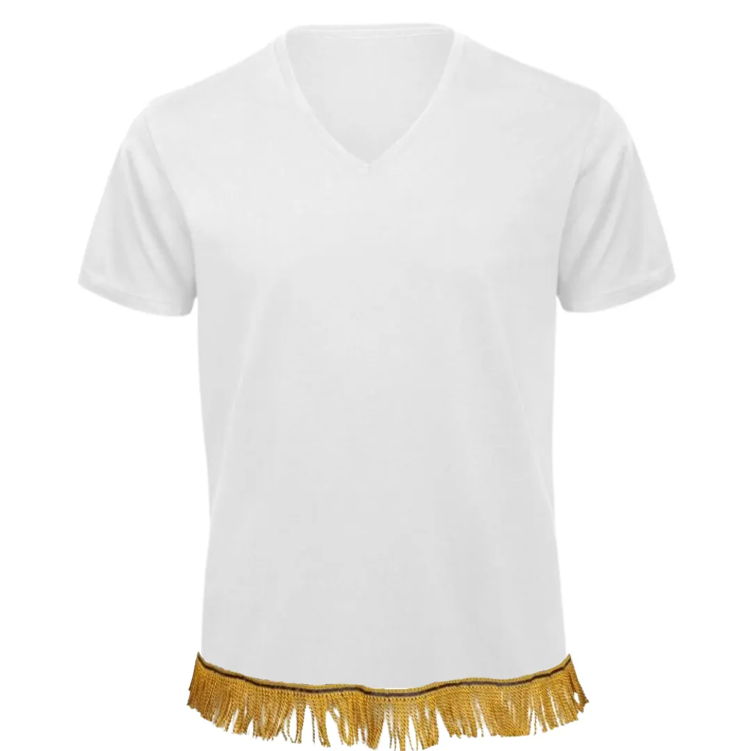 Men's Plain V-Neck Fringed T-Shirt