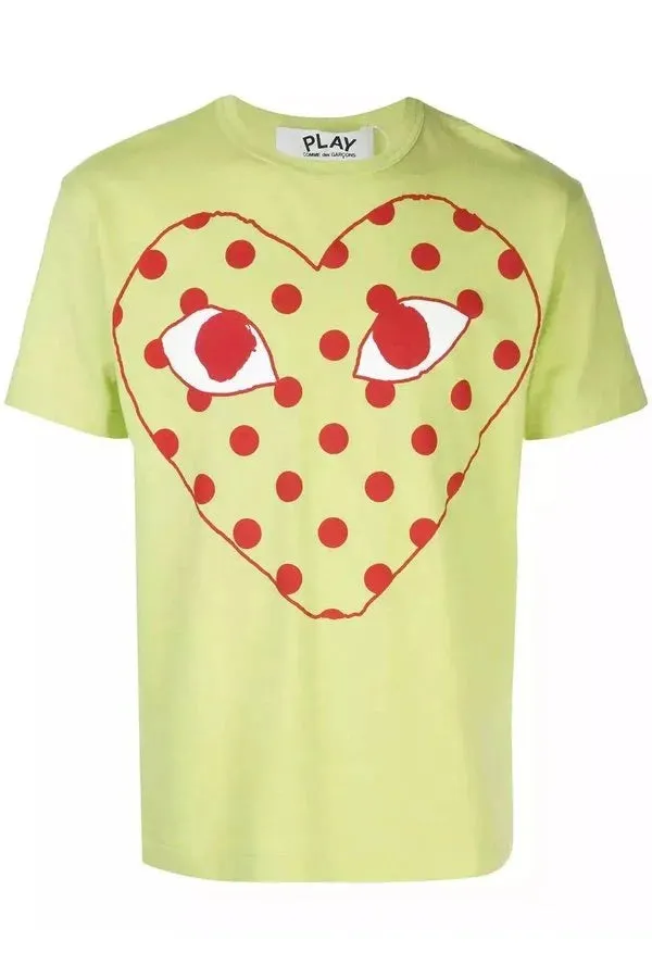 Men's Play Tshirt with Large Red Polka Dot Heart