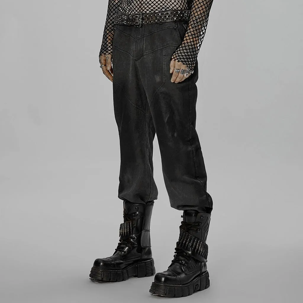 Men's Punk Distressed Straight Pants