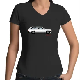 Mercedes Wagon Womens V-Neck T-Shirt