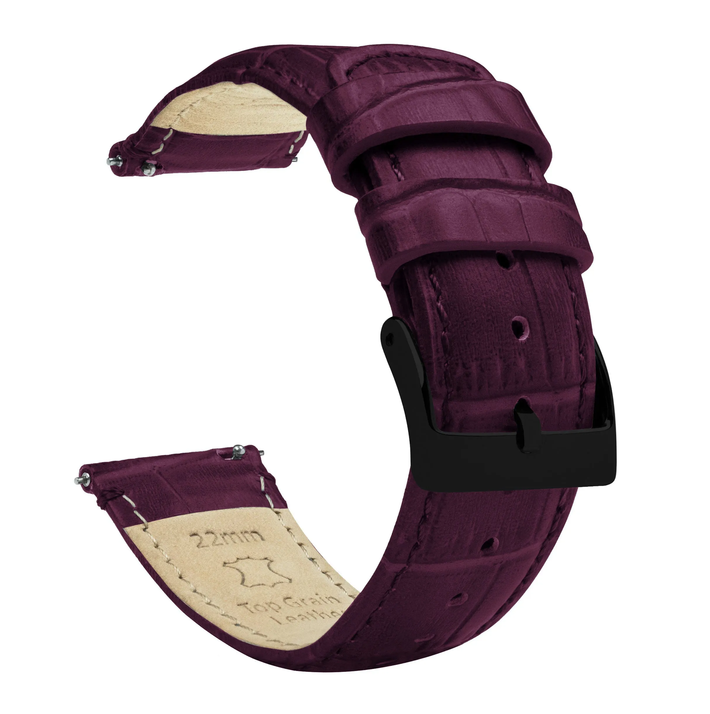 Merlot Alligator Grain Leather Watch Band