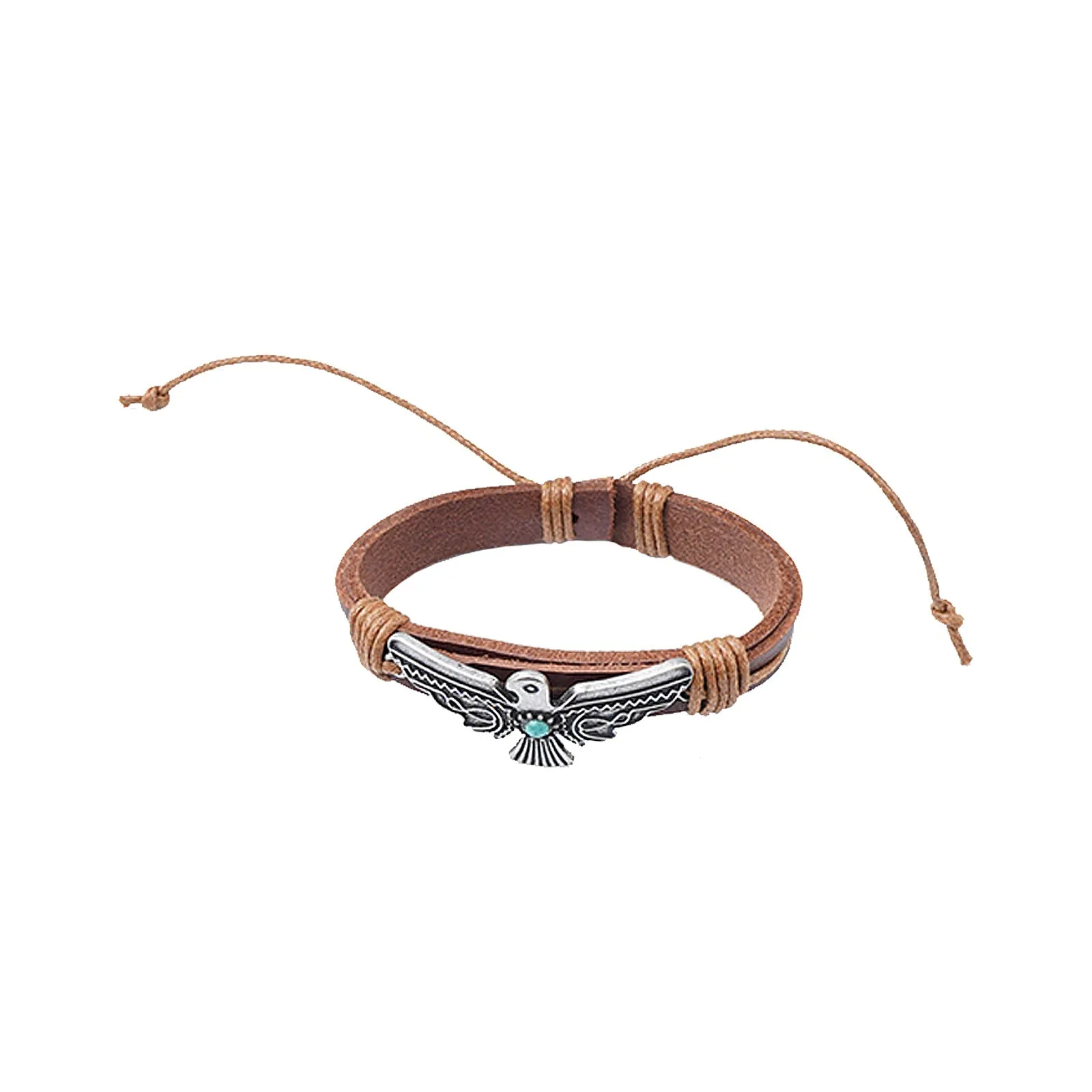 Montana West Coffee Thunderbird Leather Cord Bracelet